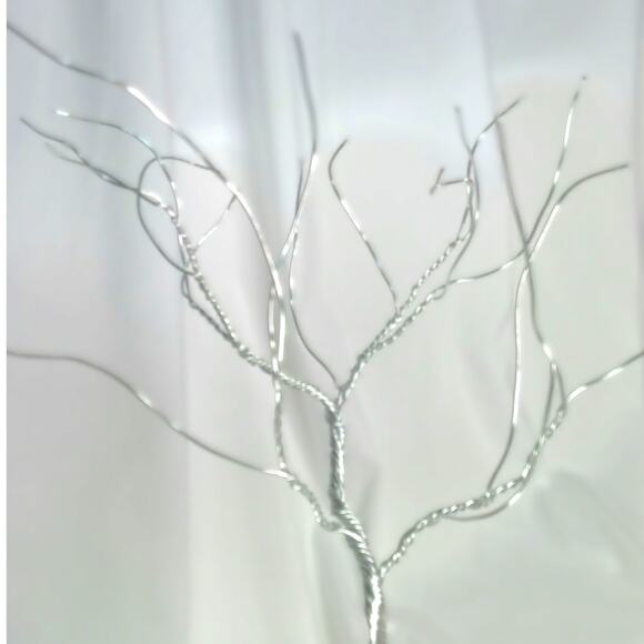 Artisan Whimsical Wired Aluminum Tree Ohio Wood Base Silver Adjustable Display - Picture 6 of 9